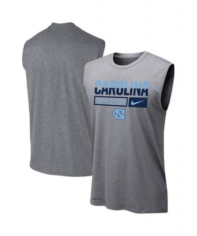 Men's Heathered Gray North Carolina Tar Heels Wordmark Drop Legend Performance Tank Top $16.80 T-Shirts