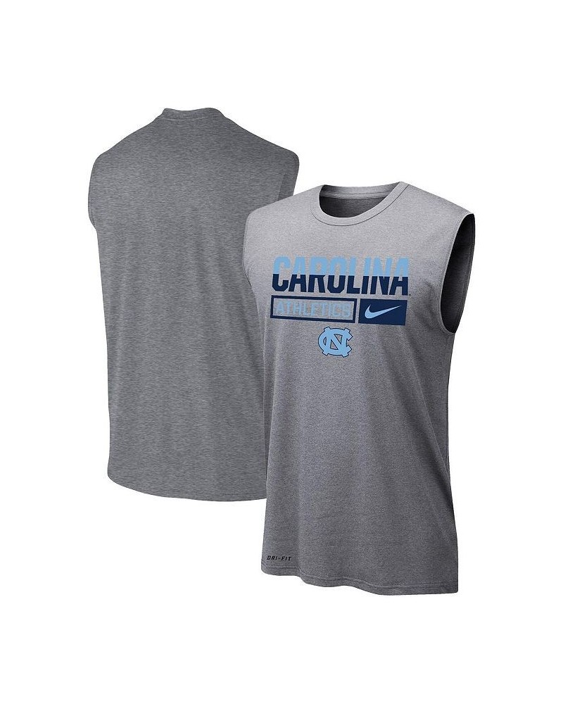 Men's Heathered Gray North Carolina Tar Heels Wordmark Drop Legend Performance Tank Top $16.80 T-Shirts