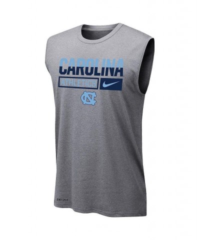 Men's Heathered Gray North Carolina Tar Heels Wordmark Drop Legend Performance Tank Top $16.80 T-Shirts