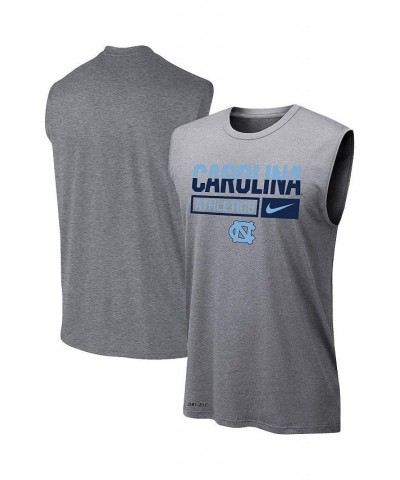 Men's Heathered Gray North Carolina Tar Heels Wordmark Drop Legend Performance Tank Top $16.80 T-Shirts