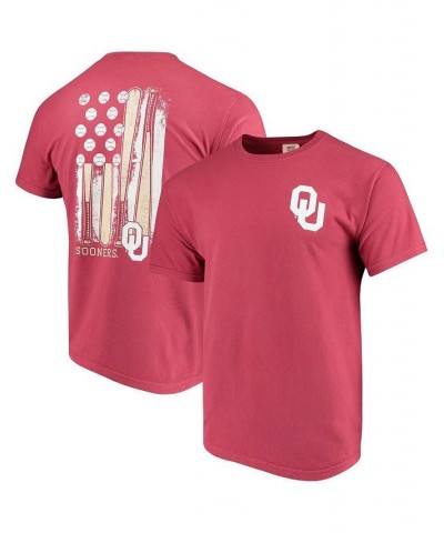 Men's Crimson Oklahoma Sooners Baseball Flag Comfort Colors T-shirt $17.64 T-Shirts