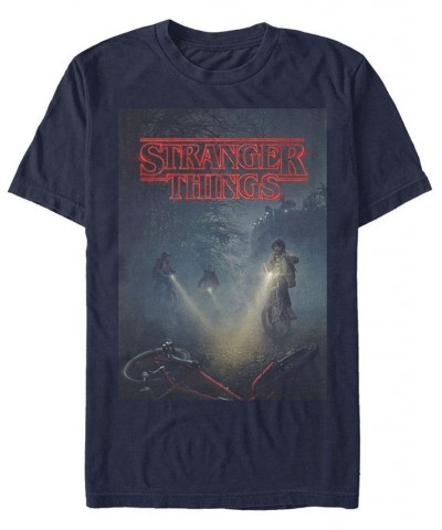 Men's Stranger Things Search Party Poster Short Sleeve T-Shirt Blue $15.75 T-Shirts