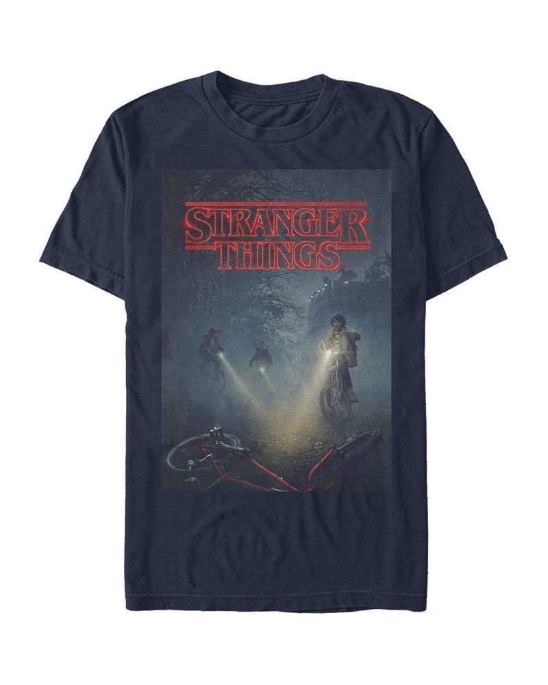 Men's Stranger Things Search Party Poster Short Sleeve T-Shirt Blue $15.75 T-Shirts