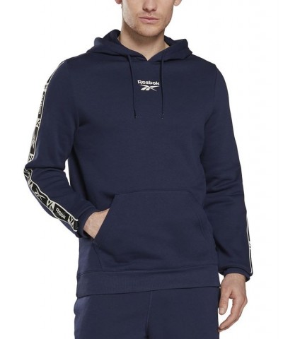 Men's Classic-Fit Fleece Identity Tape Pullover Hoodie Blue $25.30 Sweatshirt