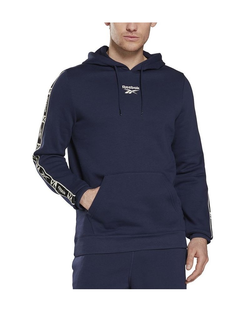 Men's Classic-Fit Fleece Identity Tape Pullover Hoodie Blue $25.30 Sweatshirt