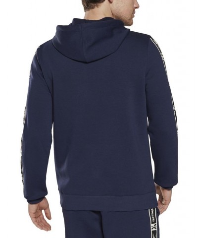 Men's Classic-Fit Fleece Identity Tape Pullover Hoodie Blue $25.30 Sweatshirt