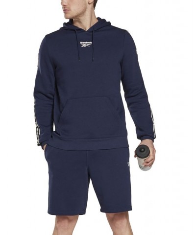 Men's Classic-Fit Fleece Identity Tape Pullover Hoodie Blue $25.30 Sweatshirt