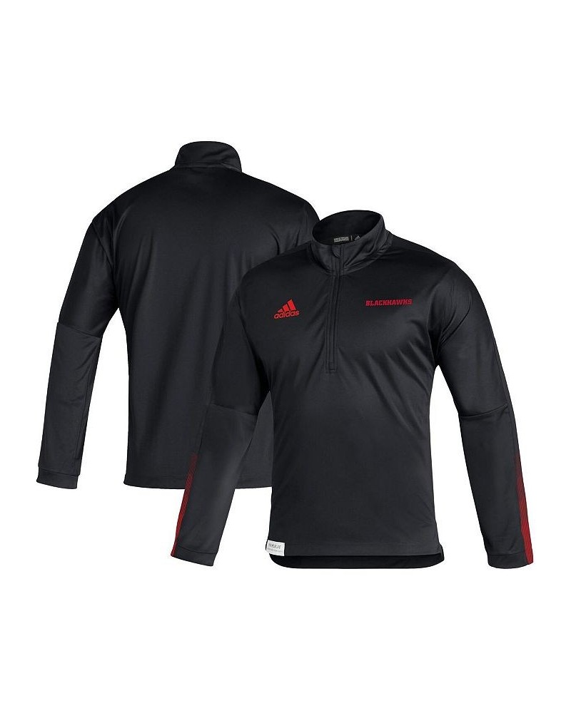 Men's Black Chicago Blackhawks Prime Blue Quarter-Zip Jacket $27.06 Jackets