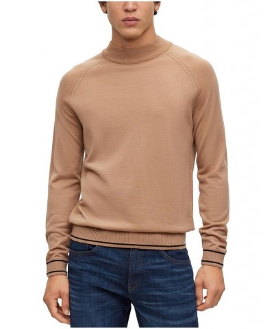 BOSS Men's Fine-Knit Wool-Blend Striped Hem Sweater Tan/Beige $63.92 Sweaters