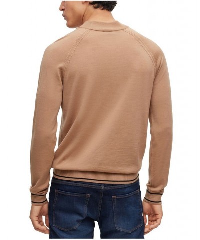 BOSS Men's Fine-Knit Wool-Blend Striped Hem Sweater Tan/Beige $63.92 Sweaters