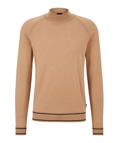 BOSS Men's Fine-Knit Wool-Blend Striped Hem Sweater Tan/Beige $63.92 Sweaters