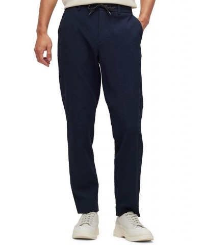 BOSS Men's Slim-Fit Trousers in Performance-Stretch Seersucker Blue $79.04 Pants