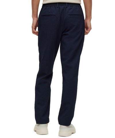 BOSS Men's Slim-Fit Trousers in Performance-Stretch Seersucker Blue $79.04 Pants