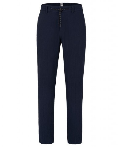 BOSS Men's Slim-Fit Trousers in Performance-Stretch Seersucker Blue $79.04 Pants