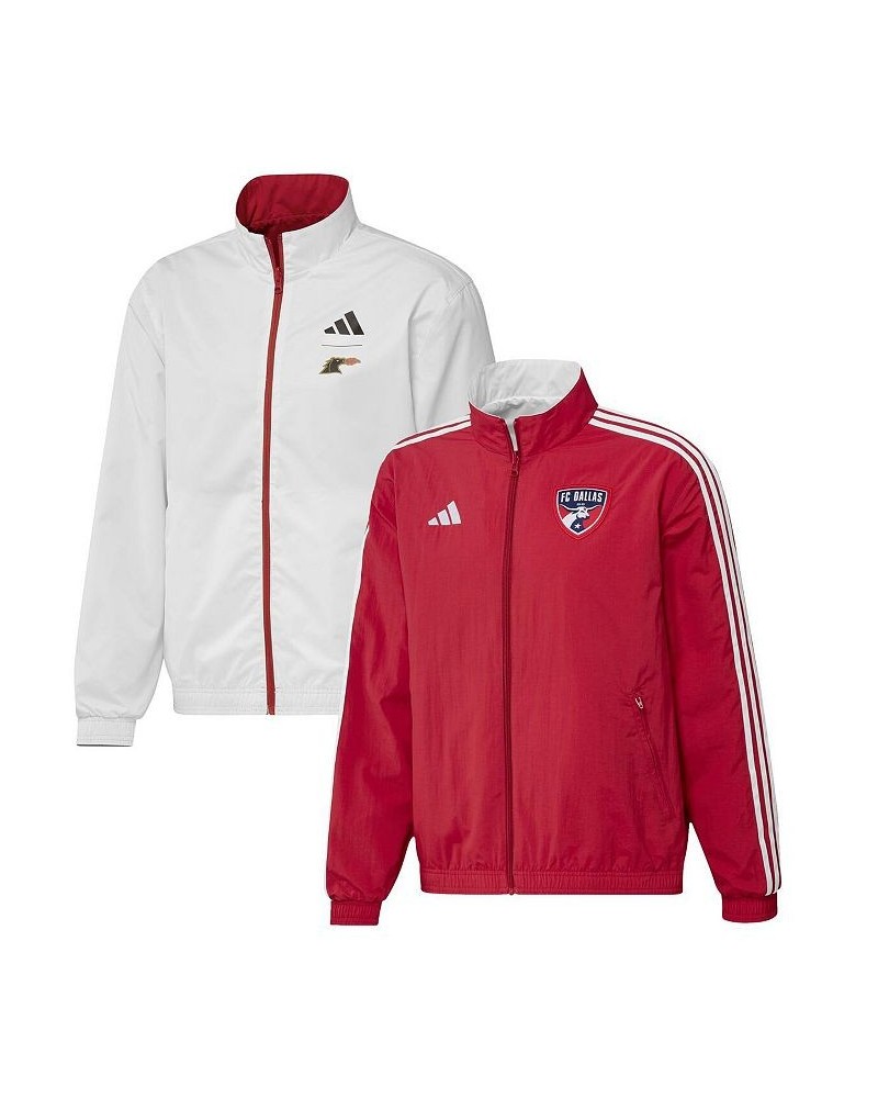 Men's Red and White FC Dallas 2023 On-Field Anthem Full-Zip Reversible Team Jacket $44.40 Jackets