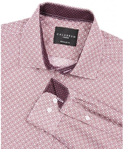 Men's Classic-Fit Non-Iron Dot-Print Performance Dress Shirt Red $13.92 Dress Shirts