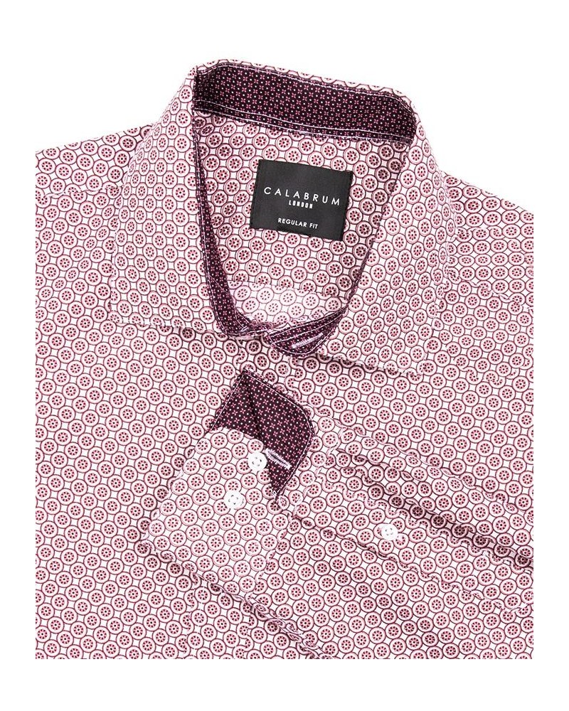 Men's Classic-Fit Non-Iron Dot-Print Performance Dress Shirt Red $13.92 Dress Shirts