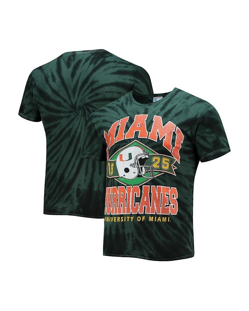 Men's Green Miami Hurricanes Brickhouse Vintage-Like Tubular Tie-Dye T-shirt $19.75 T-Shirts