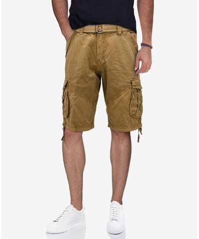 Men's Belted Snap Pocket Cargo Shorts Tan/Beige $27.55 Shorts