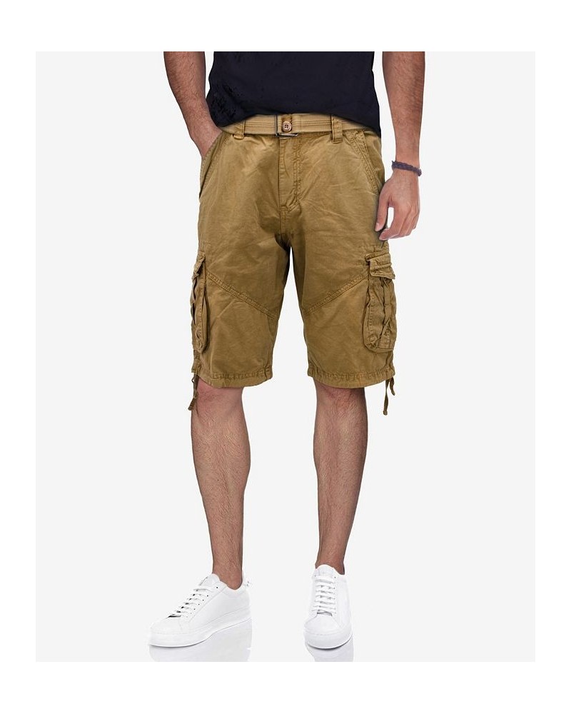 Men's Belted Snap Pocket Cargo Shorts Tan/Beige $27.55 Shorts