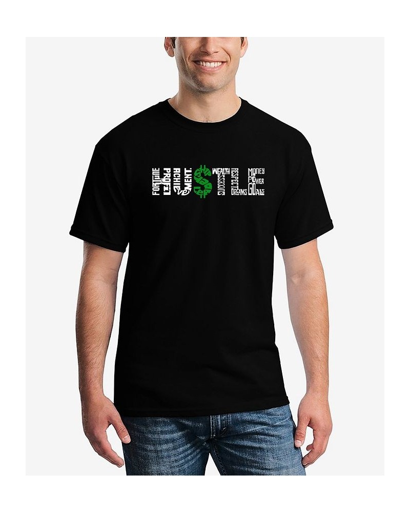 Men's Word Art Hustle T-shirt Black $13.49 T-Shirts