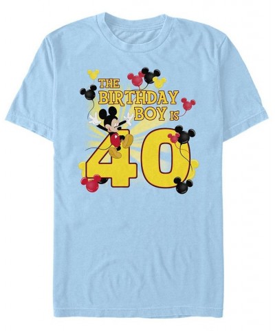 Men's Mickey Birthday 40 Short Sleeve Crew T-shirt Blue $20.64 T-Shirts