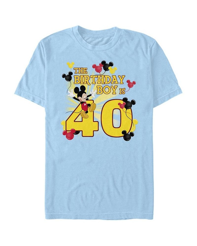 Men's Mickey Birthday 40 Short Sleeve Crew T-shirt Blue $20.64 T-Shirts