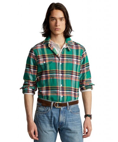 Men's Classic-Fit Plaid Performance Workshirt Green $23.16 Shirts