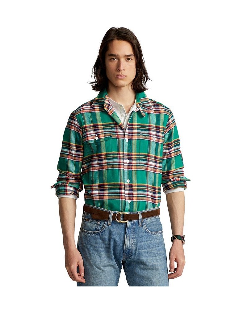 Men's Classic-Fit Plaid Performance Workshirt Green $23.16 Shirts