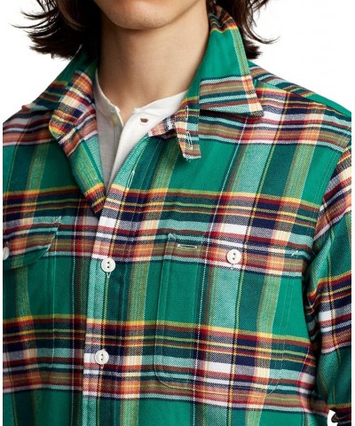 Men's Classic-Fit Plaid Performance Workshirt Green $23.16 Shirts