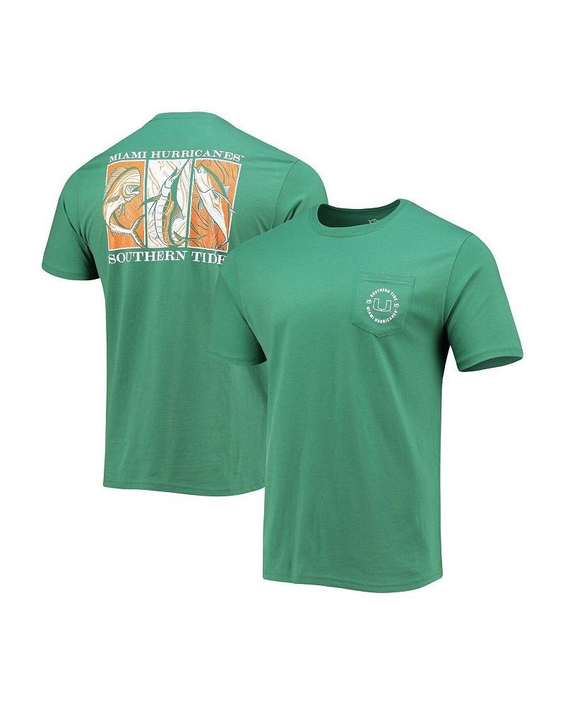 Men's Green Miami Hurricanes Game Day Mosaic Fish T-shirt $31.20 T-Shirts