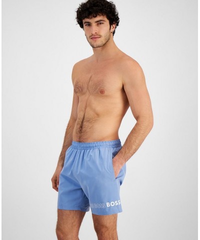 Men's 6" Dolphin Drawstring Logo Swim Trunks Blue $31.82 Swimsuits