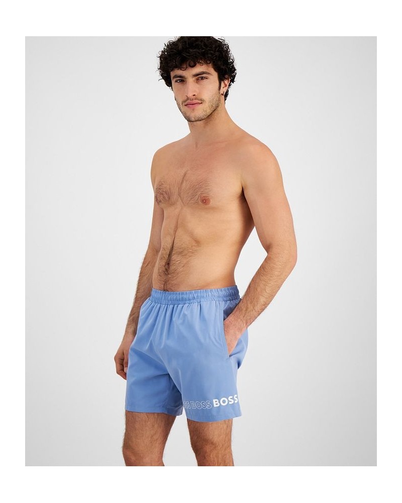 Men's 6" Dolphin Drawstring Logo Swim Trunks Blue $31.82 Swimsuits