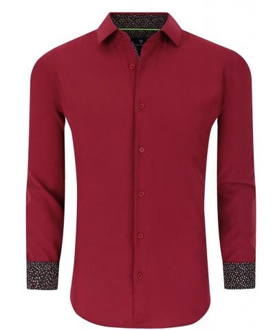 Men's Slim Fit Performance Solid Button Down Shirt Burgundy Solid $23.84 Dress Shirts