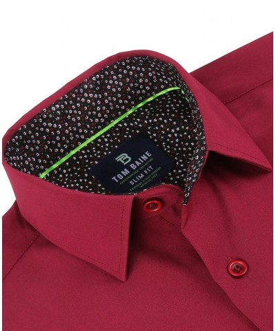 Men's Slim Fit Performance Solid Button Down Shirt Burgundy Solid $23.84 Dress Shirts