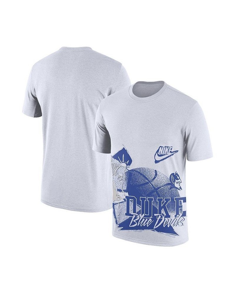 Men's White Duke Blue Devils Basketball 90s Hoop Max T-shirt $18.87 T-Shirts