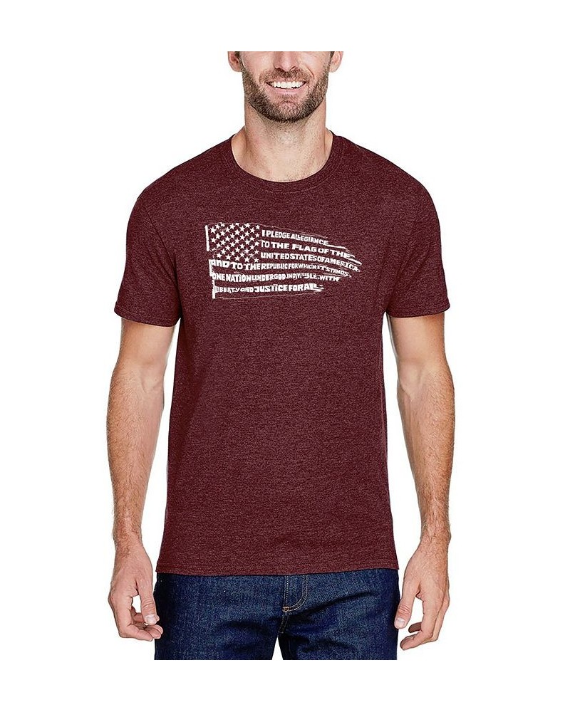 Men's Premium Blend Word Art Pledge of Allegiance Flag T-shirt Red $22.50 T-Shirts