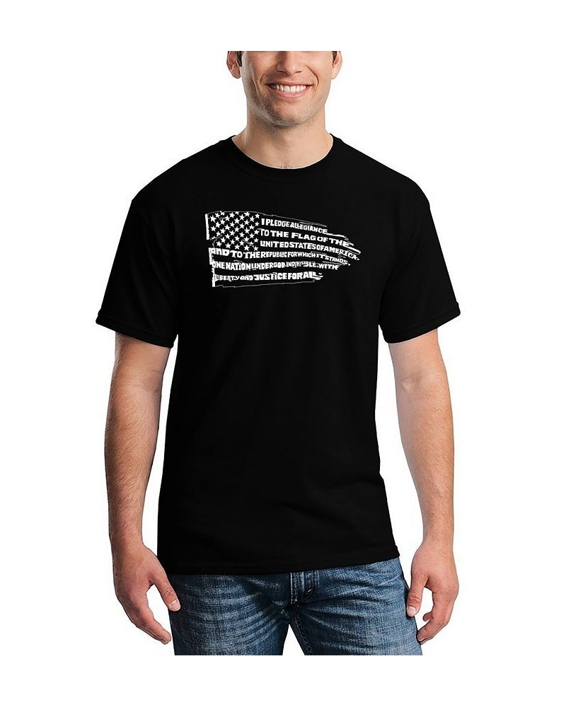 Men's Pledge of Allegiance Flag Word Art T-shirt Black $15.05 T-Shirts