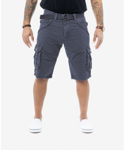 Men's Big and Tall Belted Double Pocket Cargo Shorts Steel $26.60 Shorts