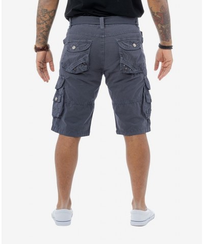 Men's Big and Tall Belted Double Pocket Cargo Shorts Steel $26.60 Shorts