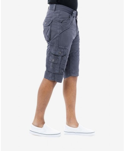 Men's Big and Tall Belted Double Pocket Cargo Shorts Steel $26.60 Shorts