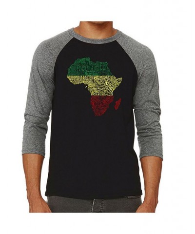 Countries in Africa Men's Raglan Word Art T-shirt Gray $20.70 T-Shirts