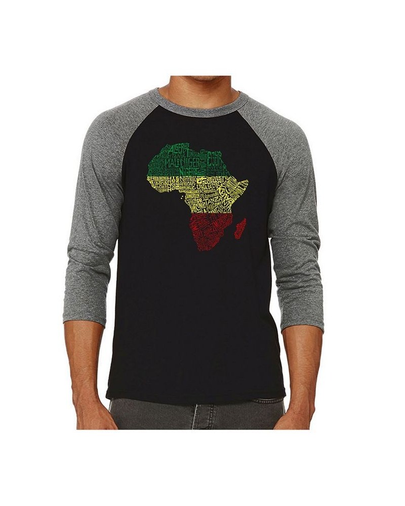 Countries in Africa Men's Raglan Word Art T-shirt Gray $20.70 T-Shirts