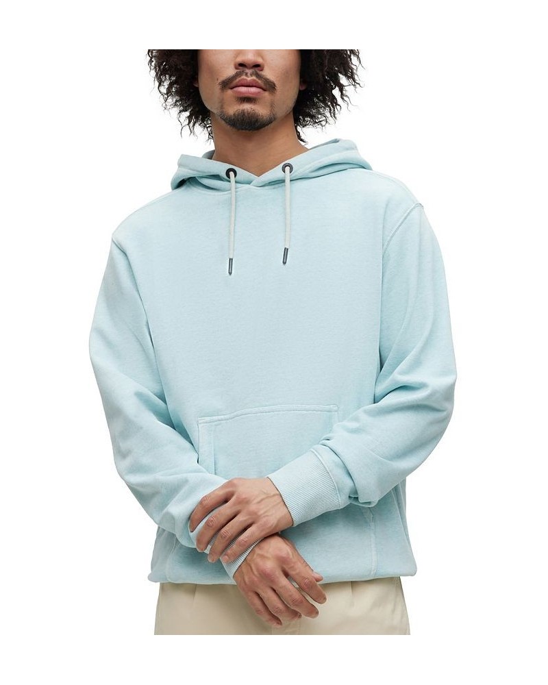 BOSS Men's Cotton-Blend Relaxed-Fit Hoodie with Embroidered Logo Blue $88.36 Sweatshirt