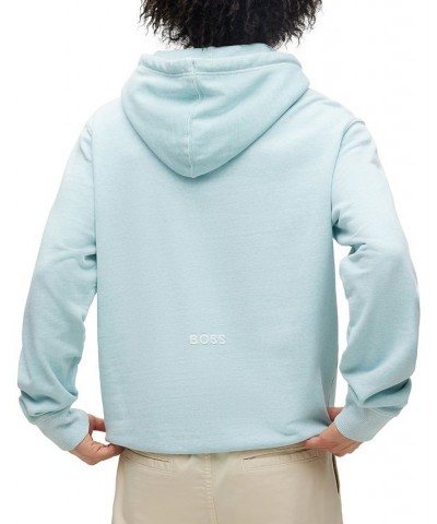 BOSS Men's Cotton-Blend Relaxed-Fit Hoodie with Embroidered Logo Blue $88.36 Sweatshirt