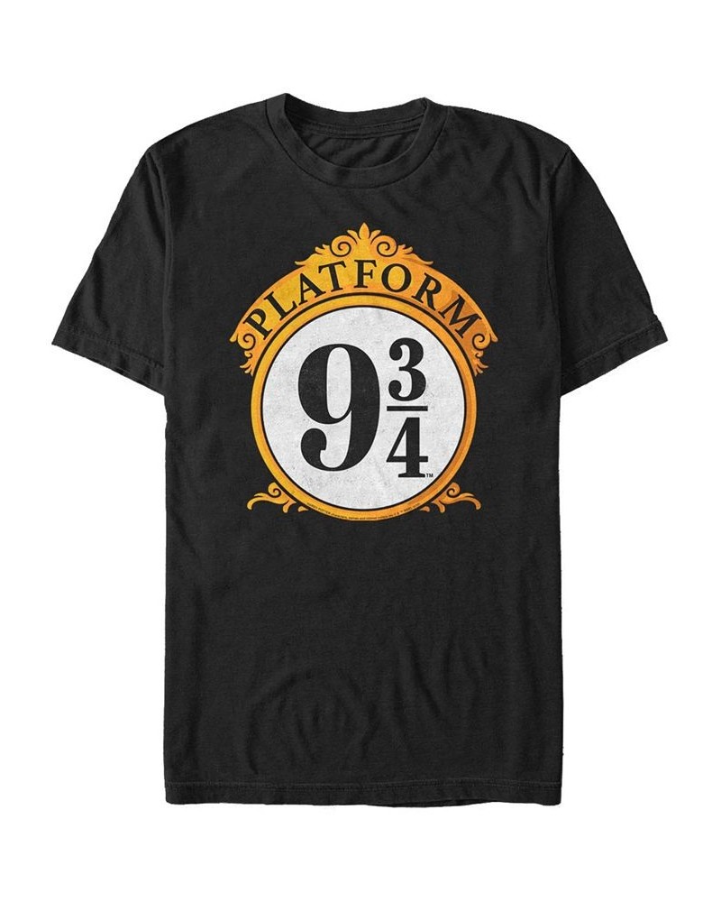 Men's Ornate Platform Short Sleeve Crew T-shirt Black $15.40 T-Shirts