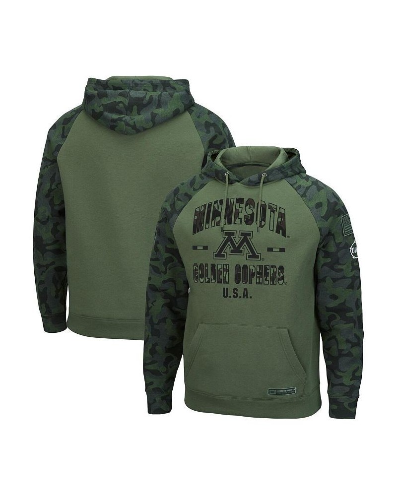 Men's Olive, Camo Minnesota Golden Gophers OHT Military-Inspired Appreciation Raglan Pullover Hoodie $36.00 Sweatshirt