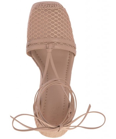 Women's Talenda Lace-Up Wedge Sandals Pink $44.75 Shoes