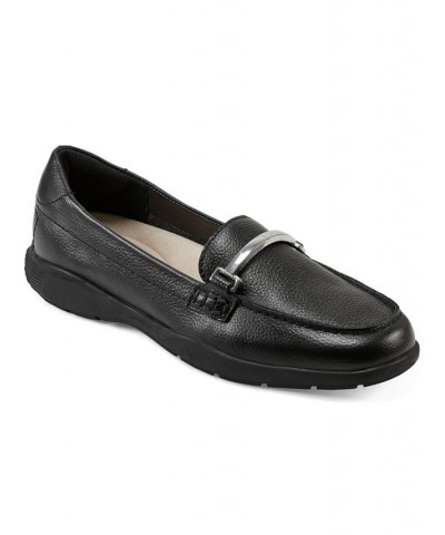 Women's Paula Round Toe Casual Slip-On Loafers Black $34.88 Shoes