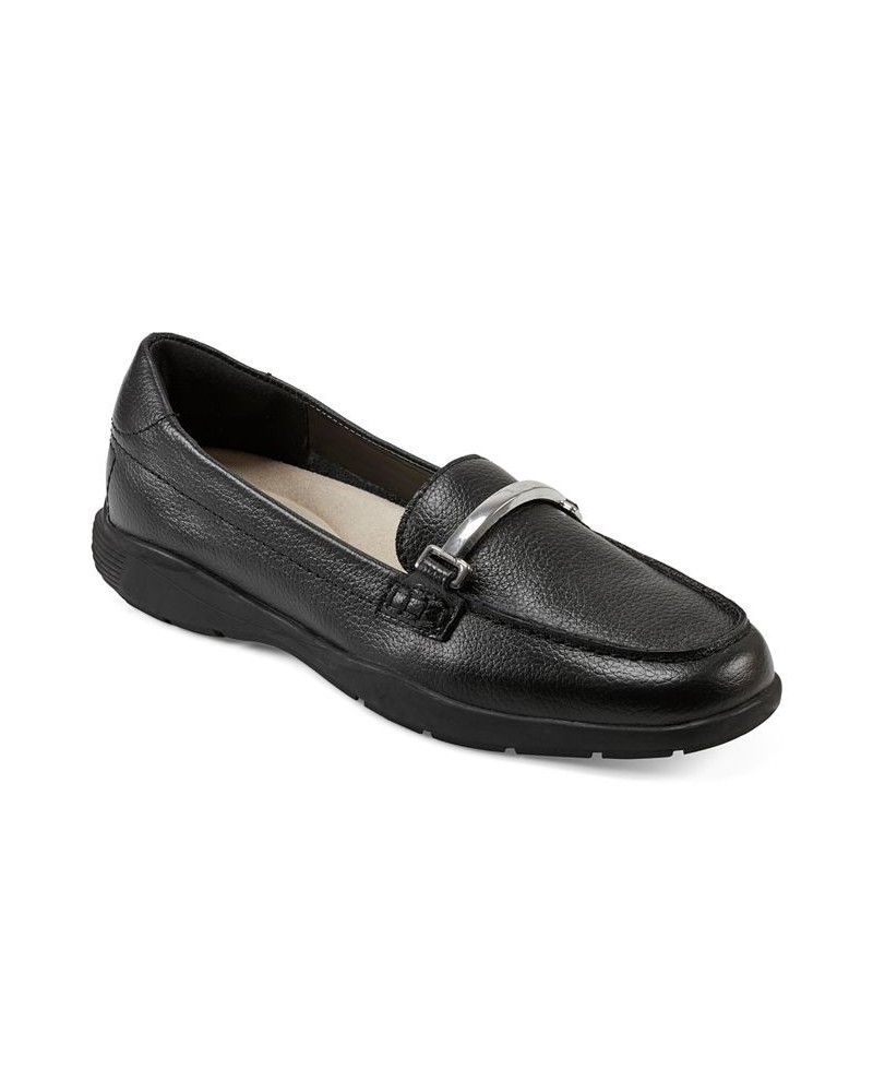 Women's Paula Round Toe Casual Slip-On Loafers Black $34.88 Shoes